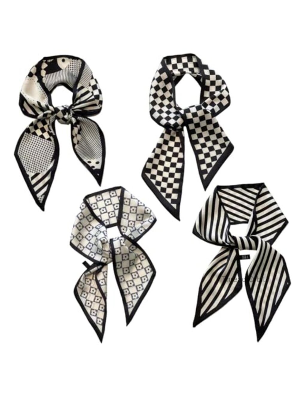 4 Pc Satin Purse Scarf Set Multifunctional Bag Scarf Headscarf Wristband